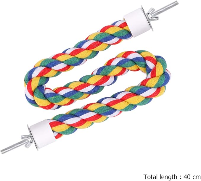 UKCOCO Bird Rope Perch - Comfy Perches for Bird Cages Natural Parrot Cotton Rope, Bungee Perch Pet Chewing Toy for Parrots Playing, Chewing or Preening (40cmcm/16 Inch)