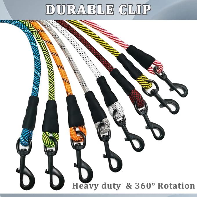 MayPaw Rope Dog Leash 3/6/8/10/12/15/20/30 FT, Heavy Duty Nylon Pet Leash, Soft Padded Handle Thick Lead Leashes for Large Medium Dogs (1/2" * 6', Blue Black)