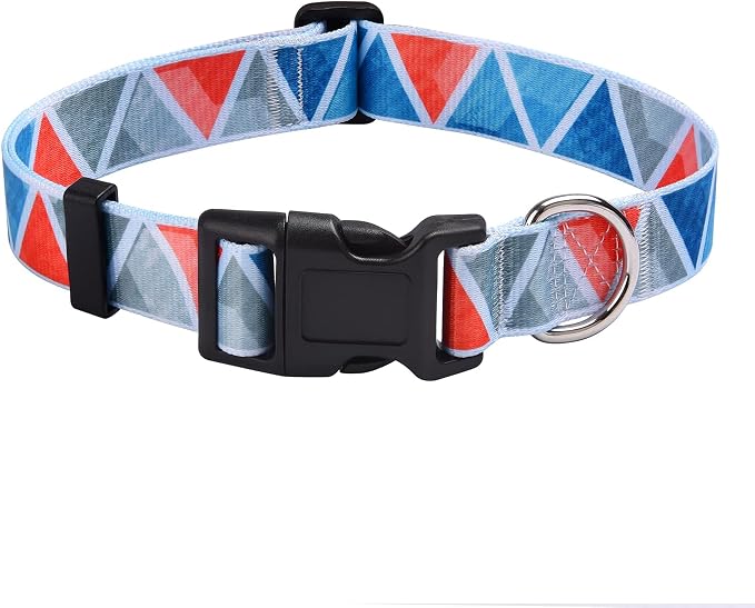 MarukoPet Dog Collar, Adjustable for Small Medium Large Dogs Puppy, Cute Design with Bohemia Floral Tribal Geometric Patterns Boys Girls Dog Collar(Impression Triangle-M)