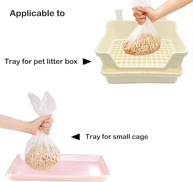 Disposable Small Animal Cage Liners, Rabbit Litter Box Lines Pet Tray Liner Bags Guinea Pig Cage Toilet Plastic Film for Bird Hamster Chinchilla Hedgehog (100 PCS, 23'')