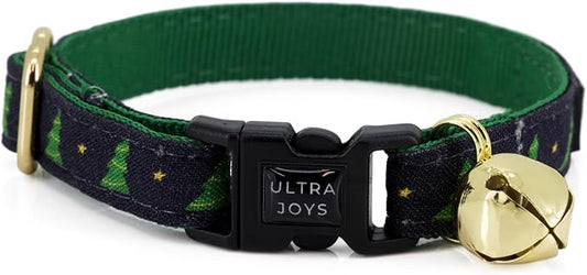 Ultra Joys Cat Collar with Bells - Breakaway for Kittens & Cats - Christmas Tree Large