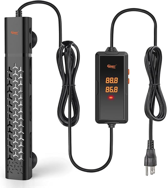 hygger 300w Aquarium Heater, Fish Tank Heater with Intelligent Temperature Control, Over-Temperature Protection and Automatic Power-Off When Leaving Water, for 40-75 Gallon Tanks
