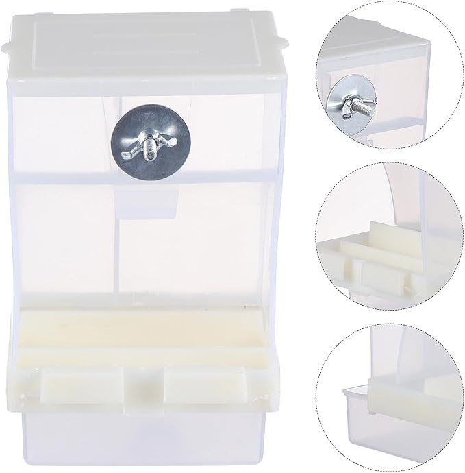 FOMIYES Automatic Hanging Bird Feeder with Anti-Spill Tray, Acrylic Outdoor Parrot Food Container, No-Mess Seed Dispenser Suitable for Garden and Cage Birds