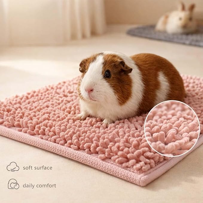 Guinea Pig Fleece Cage Liners Set, 20 * 12In, Washable Absorbent Pee Pads for Small Animals, Non-Slip Bottom, Soft Chenille Fleece Liners for Guinea Pig Cage (4, Assortment Pack)