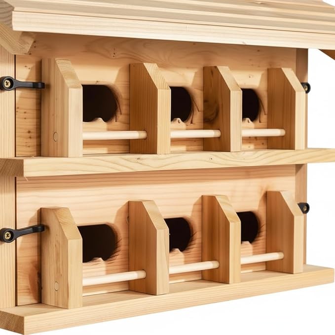 CEDAR ALPHA Purple Martin House Birdhouse for Outside, Starling Resistant Opening, with 12 Hole Rooms for Outdoor,Solid Western Red Cedar Wood Construction, Post Mountable, Bird House for Outside
