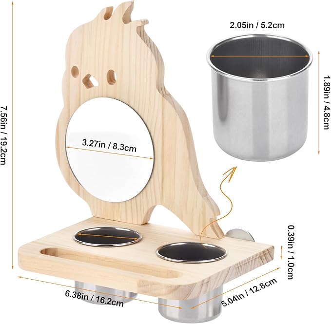 Natural Wood Bird Perch, Parrot Cage Accessories, Suitable for Parakeets, Cockatiels, Lovebirds, Tool-Free Adjustable Bird Cage Supplies & Bird Toys