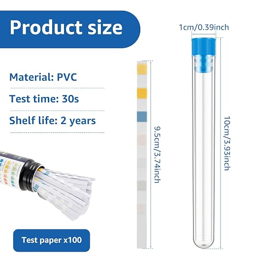 100Pcs Aquarium Test Strips, Water Testing Strips for Carbonate Root 7 in 1 Fish Tank Test Kit pH Hardness Total Chlorine Free Chlorine Nitrate Nitrite with Test Tube Fast Accurate Aquarium