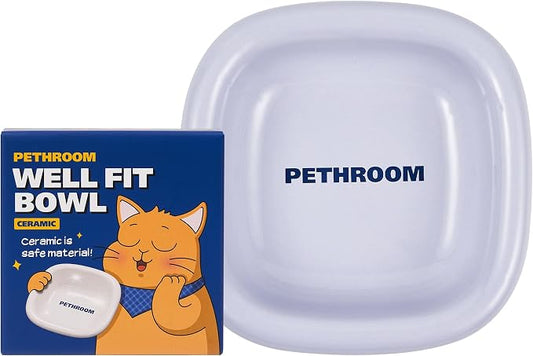 PETHROOM Well Fit Dog Bowl – Durable Ceramic Cat & Dog Food Bowl, Stable & Non-Slip, Easy to Clean, 6.2 × 6.2 × 2.0 in, Lavender