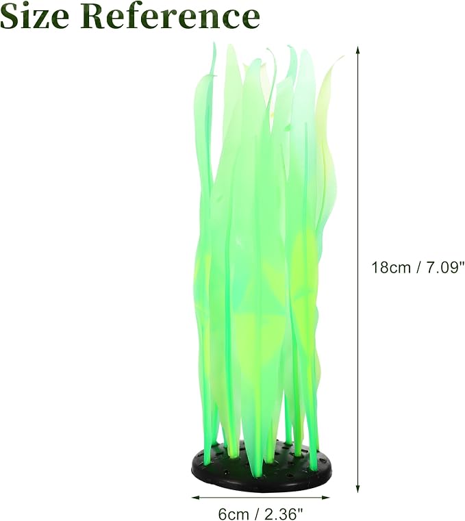 Aquarium Glowing Kelp Plant, Soft Silicone Glowing Decorations Green 2pcs