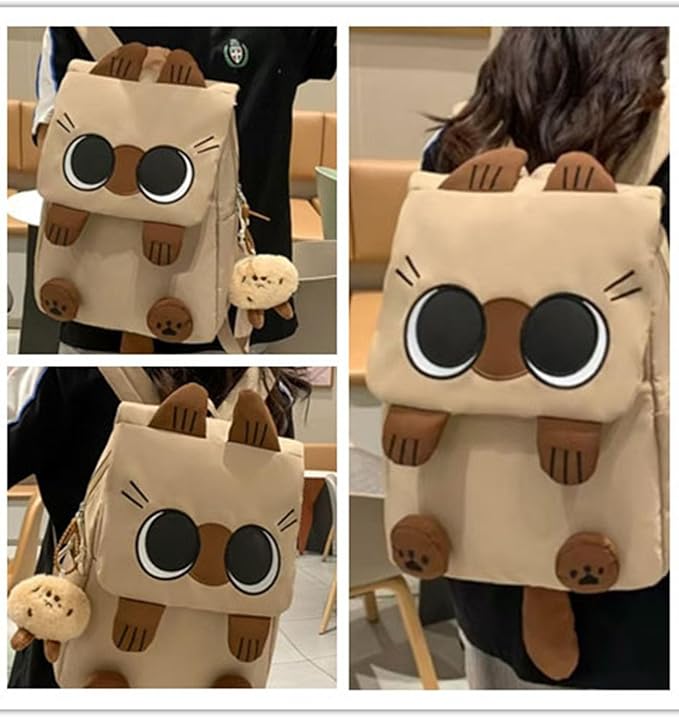 Cute Cat Backpack - Lightweight Laptop Bag, Large Capacity Student & Travel Backpack for Adults/Kids Give away cat pendants