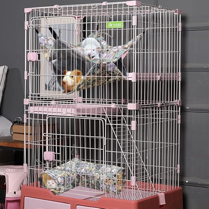 Guinea Pig Rat Corner Tunnel & Tubes Ferret Bunkbed Hammock, Guinea Pig Hideout for Hedgehog Piggy Hamster Hide, Small Animal Pet Toys and Cage Accessories (3.Corner Tunnel)