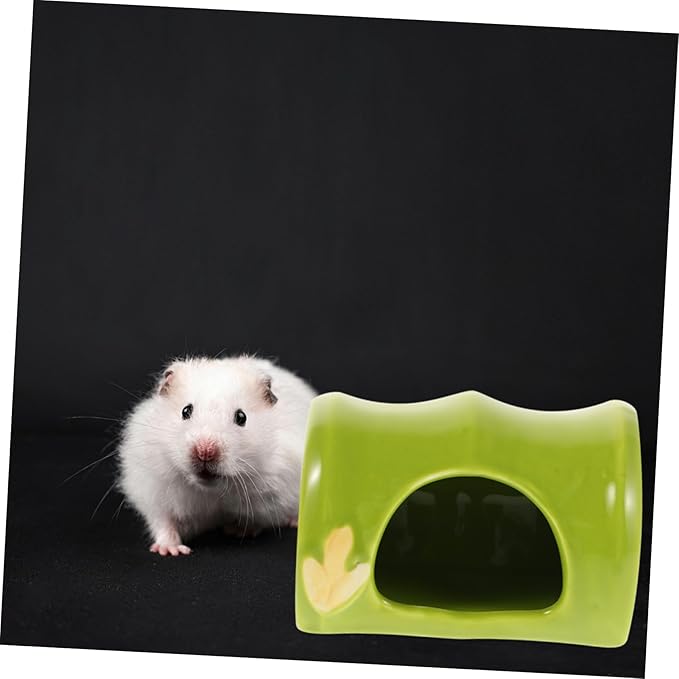 BESPORTBLE Ceramic Hamster Hideout: Bamboo Shaped Habitat Cage Accessories House Hide Hut for Mouse Mice Rat Summer Small Animals Pet Hideaway