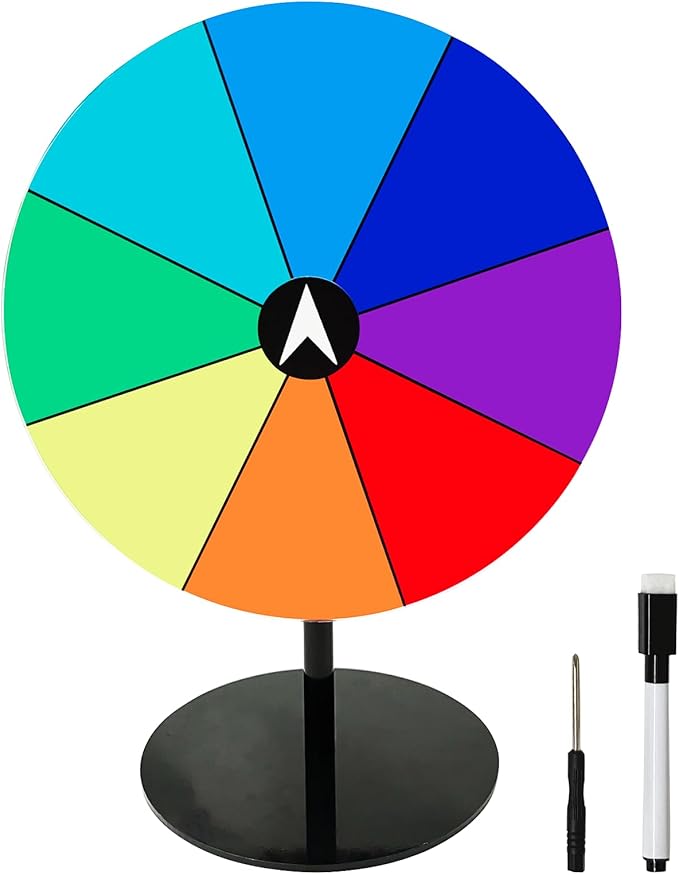 8 Inch Spinning Prize Wheel, 8 Slots Color Tabletop Roulette Spinner of Fortune, Spin The Wheel for Trade Show, Carnival, Party, Birthday, Wedding (12 Inch)
