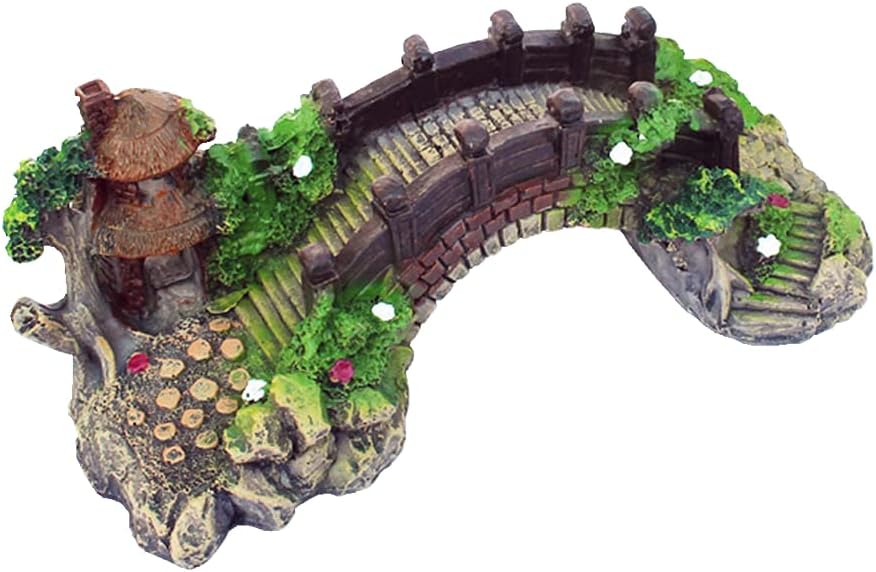 Ulalaza Aquarium Decorations Landscaping Tree Stump Hole Rock Cave Hideouts Stone Fish Tank Resin Driftwood Painted with Realistic Details Over House Supplies Castle Accessories