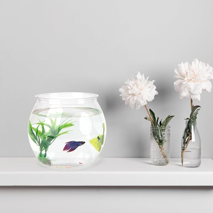 1 Gallon PET Aquaponic Fish Tank Fish Bowl Betta Fish Tank | Clear Aquarium for Betta Fish Reptiles Succulents Flower Vase Betta Fish Centerpiece Present for Home Office Desktop Decors