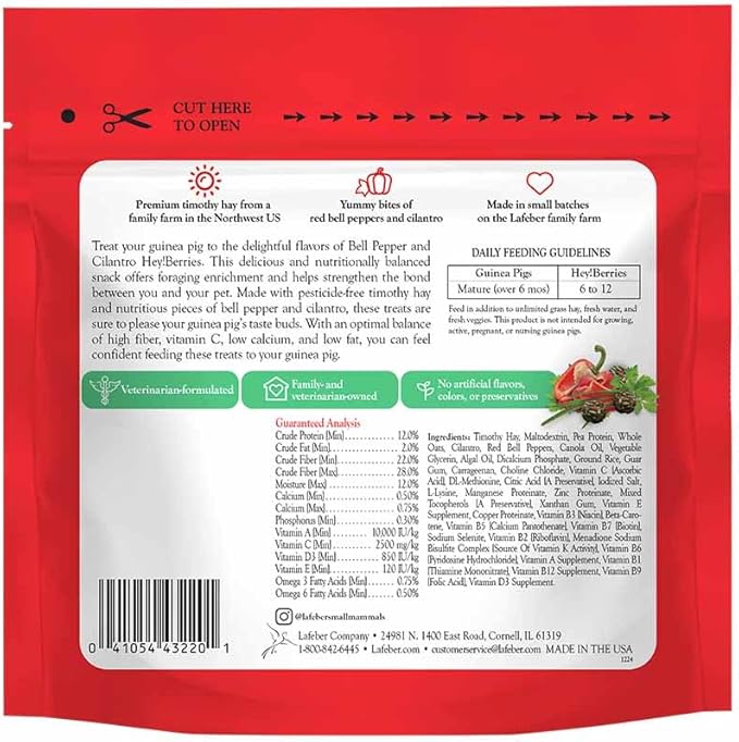 LAFEBER'S Hey!Berries for Guinea Pigs 5 oz (Bell Pepper and Cilantro)