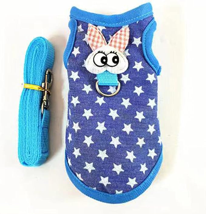 Small Animals Harness Warm Hamster Clothes Blue Guinea Pig Harness and Leash Set Small Pets Outfits for Mouse Rats Hedgehog Squirrel and Small Breeds,S