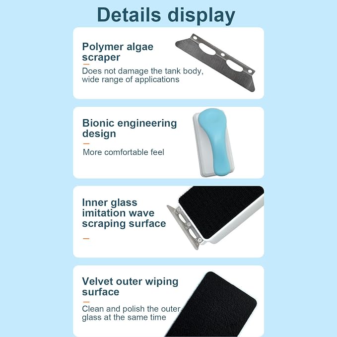 Aquarium Magnet Glass Cleaner Double-Sided Magnetic Effective Algae Removal | Aquarium Fish Tank Scraper for Aquarium Glass Cleaning Double-Sided Effective Algae Removal Scraper Cleaner Tool