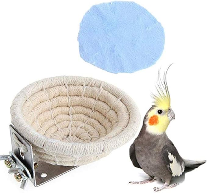 Handmade Cotton Rope Bird Breeding Nest Bed for Budgie Parakeet Cockatiel Parakeet Conure Canary Finch Lovebird and Small Parrot Cage Hatching Nesting Box (Cotton Rope)
