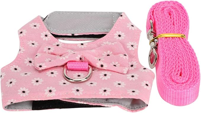 GLOGLOW Small Pet Leash Vest, Soft Fabric Rabbit Harness and Guinea Pig Carrier for Small Pets with Adjustable Straps, Great for Indoor and Outdoor Activities (S)