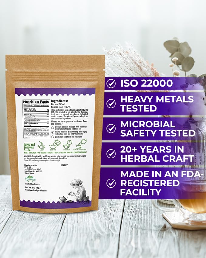 4 oz. Gentian Root Dried Gentian Root Herbal Tea (Gentiana Lutea) - 113g Raiz De Genciana