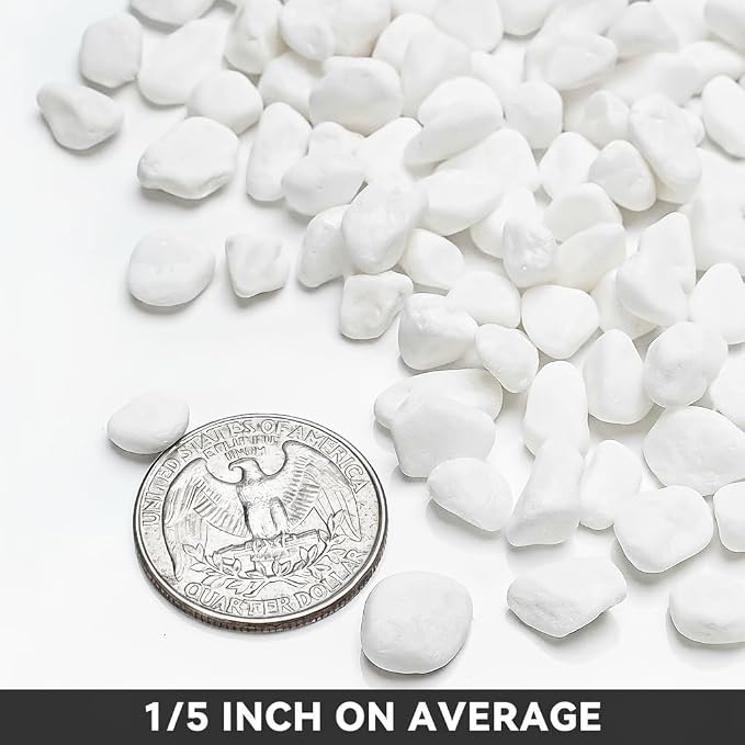 onlyfire 5 lbs White Gravel Pebbles, 1/5" Natural Decorative River Rocks | Aquarium Gravel, Crushed Gravel Stone, For Indoor Plants, Vases, Succulents, Outdoor Garden Landscaping and Home Decor