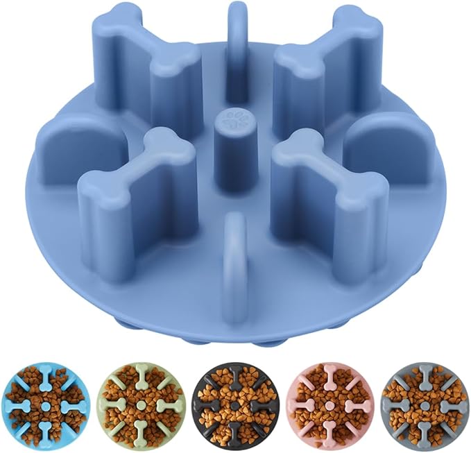 Soft Silicone Anti-Choking Puzzle Slow Feeder Insert, Compatible with Regular Elevated Dog Bowls No-Spill Design to Slow Down Eating