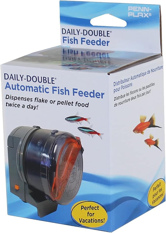 Penn-Plax Daily-Double Automatic Fish Feeder for Aquariums – Perfect for Vacations, Holidays, and Weekend Travel (DDAF5)