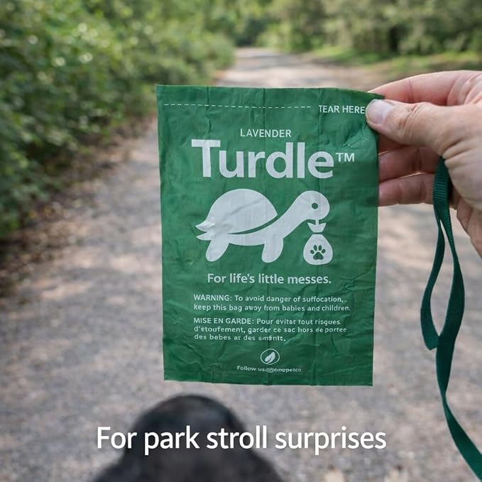 Turdle Dog Poop Bags Rolls, Certified Compostable Poop Bags for Dogs, Extra Thick Leak-Proof, BPI Certified (ASTM D6400), Lavender Scented, Plant-Based, 270 Count