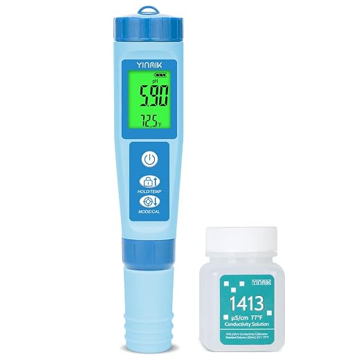 Water pH Meter, Digital 4 in 1 pH Temp EC TDS Meter for Hydroponics | PH Conductivity PPM Tester with EC Calibration Liquid, Suit for Growing Nutrients,Reservoir Tank,DWC,Brewing,Pool, Aquarium