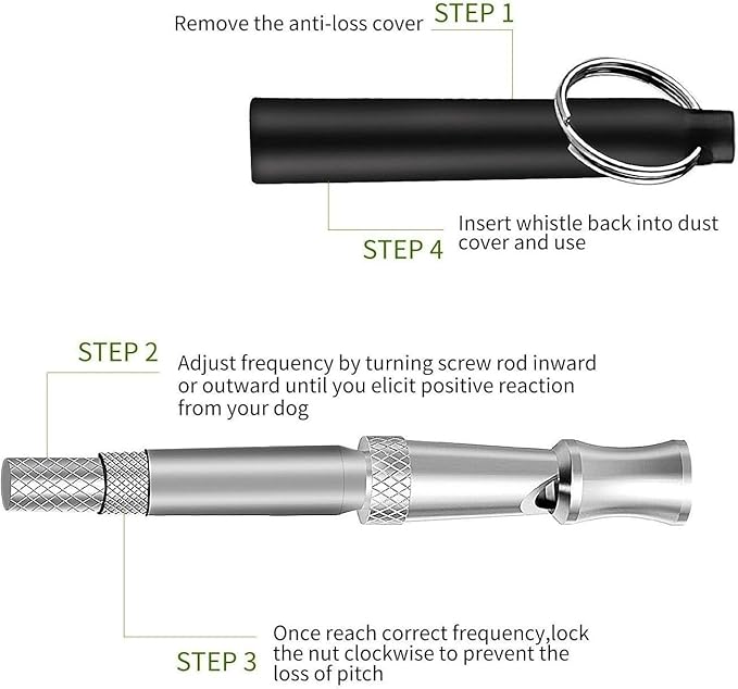 Dog Whistle to Stop Barking, Adjustable Pitch Ultrasonic Training Tool Silent Bark Control for Dogs-2 Free Lanyard Strap with Pack of 2 PCS Pet Whistle