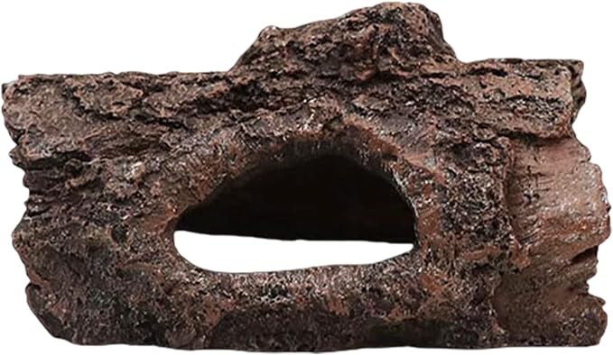 Aquarium Log Hideout, Fish Tank Cave Tree Trunk Resin Decor | Hollow log cave with multiple openings for fish to hide, rest, and swim through in aquariums or terrariums