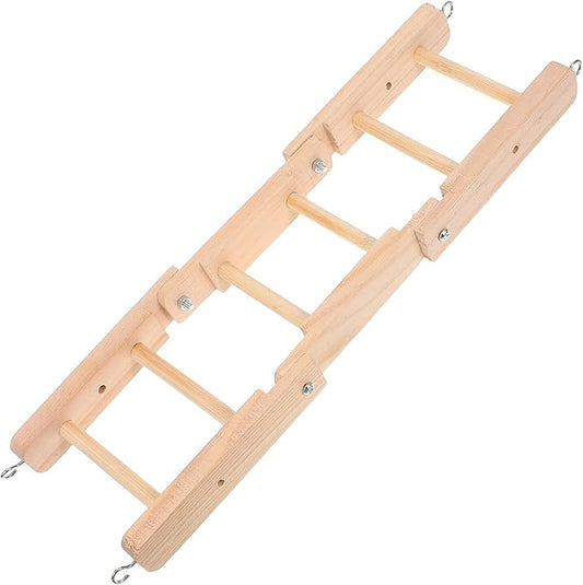 Unomor Wooden Bird Ladder for Cage, Foldable Parrot Climbing Ladder Claw and Beak Grinding, Large Natural Bird Perch for Macaws, Parakeets, and Small Pets