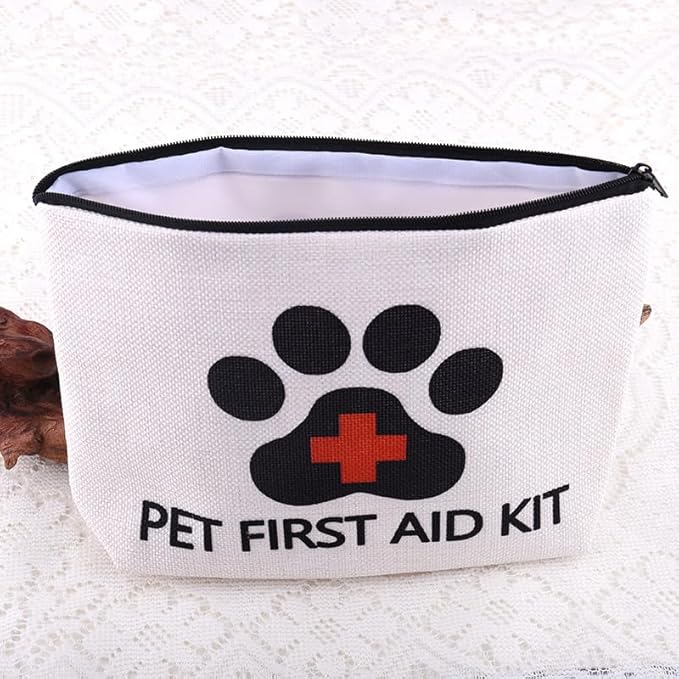 Empty Pet First Aid Kit Makeup Bag for Dog Puppy Owner Travel Medical Pill Med Bag Cavas First Aid Pouch Emergency Bag Adventure Medical Kit for Traveller Dog Person Toiletry Storage Pouch