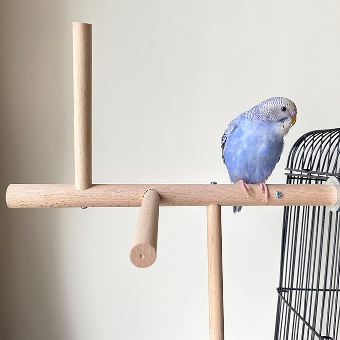 Wooden Bird Cage Stands Perches for Parrots, Parakeet Chewing Climbing Toys, Parrot Cage Top Tree Perches Play Stand Platform Playground Ladders Toys for Cockatiels Budgies Small Medium Parrots