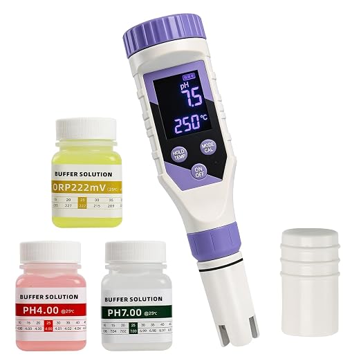 7-in-1 Digital Pool Water Tester – Chlorine, pH,Salt,ORP, EC, TDS&Temp Meter for Saltwater Pools, Hot Tubs, Spas, Complete Digital Pool Chemical Tester for Safe&Healthy Swimming