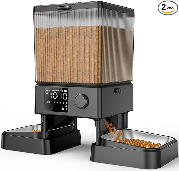 oneisall Automatic Cat Feeder for 2 Cats, 20 Cups/5L Automatic Cat Food Dispenser for Small Pets Indoor, Timed Cat Feeder for Dry Food