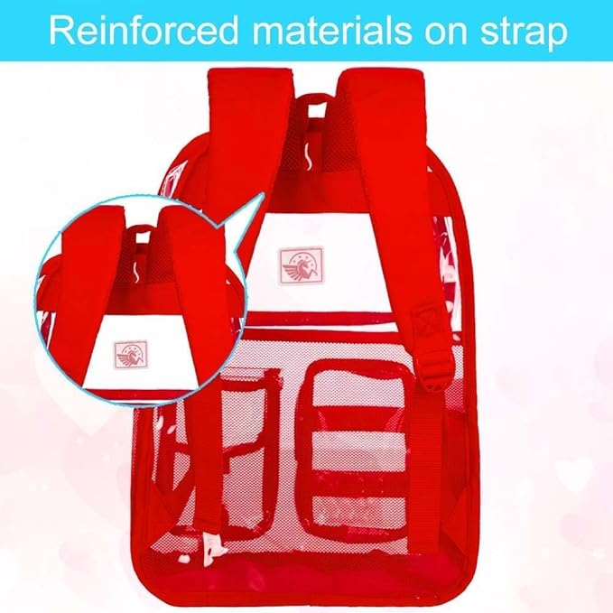 CCJPX 3Pcs Clear Backpack for Girls, School Transparent Bookbag, Heavy Duty See Through Backpacks for Teens Elementary