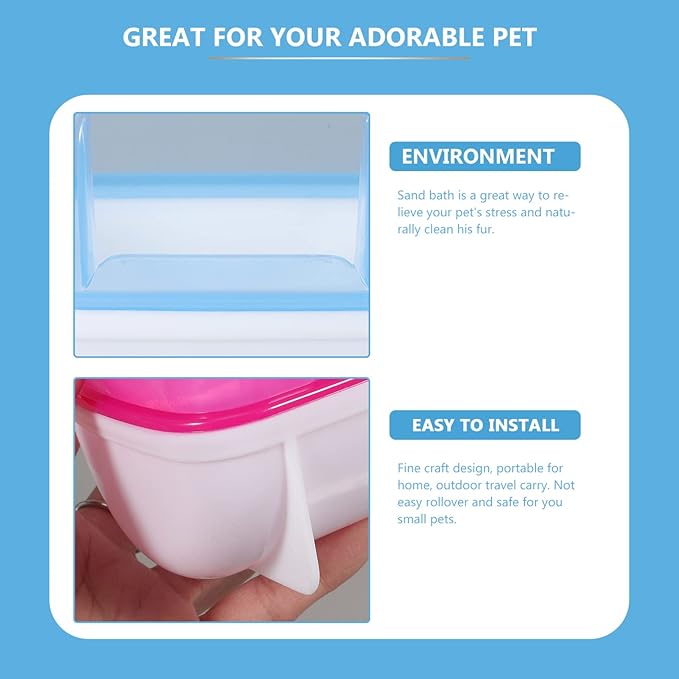 POPETPOP Hamster Sand Bath - Dust Bath Hamster Bathroom Bath Sand Room Sauna Toilet Sandbox 2 Pack, 12.5 x 9 x 9cm