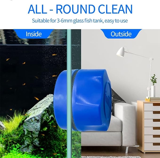 HUFFA Pet Fish Tank Brush Aquarium Accessories Cleaning Tools Magnetic Aquarium Tank Clean Glass Window Algae Scraper Cleaner Scrubber (Color : White)