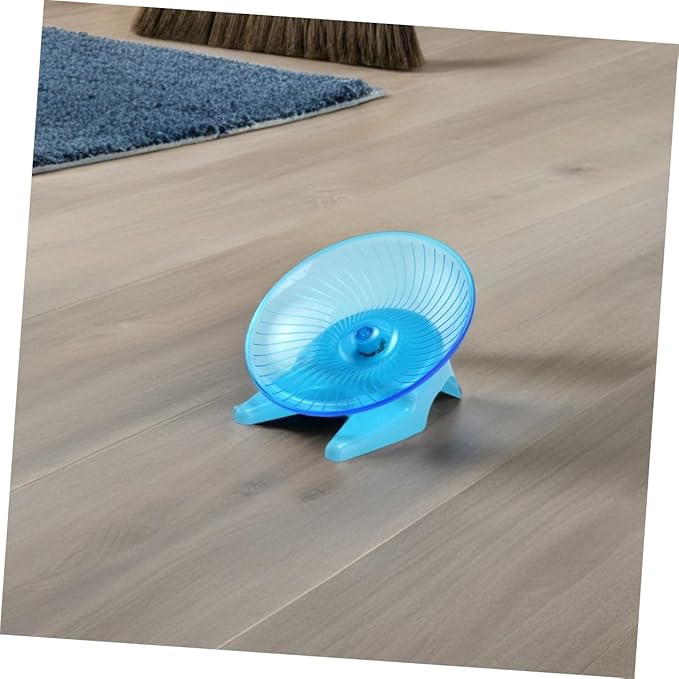 Unomor Silent Hamster Exercise Wheel with Support Stand, Light Blue Plastic Flying Saucer Running Wheel for Gerbils, Dwarf Hamsters, and Small Pets