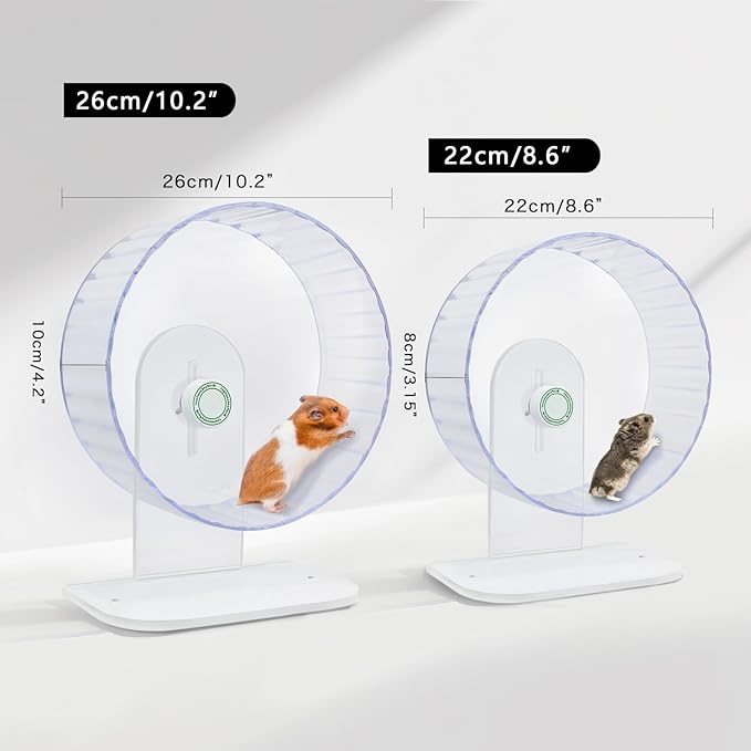 Silent Hamster Wheels - Syrian Hamster Wheel, Hamster Wheel Car, 8.7 Inch Hamster Wheel, Fully Transparent, Height Adjustable, Quiet Wheels for Various Small Animals (Medium)
