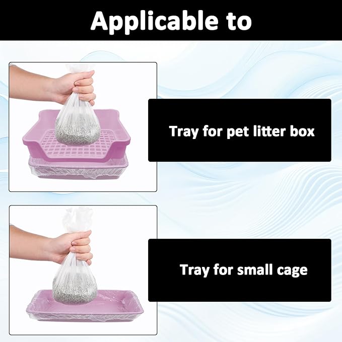 Qianyu 50 PCS Small Animal Cage Liners Disposable Rabbit Bedding & Litter Box Liners Toilet Plastic Film Pan Bags for Bunny Cat Guinea Pig Bird Hamster Chinchilla