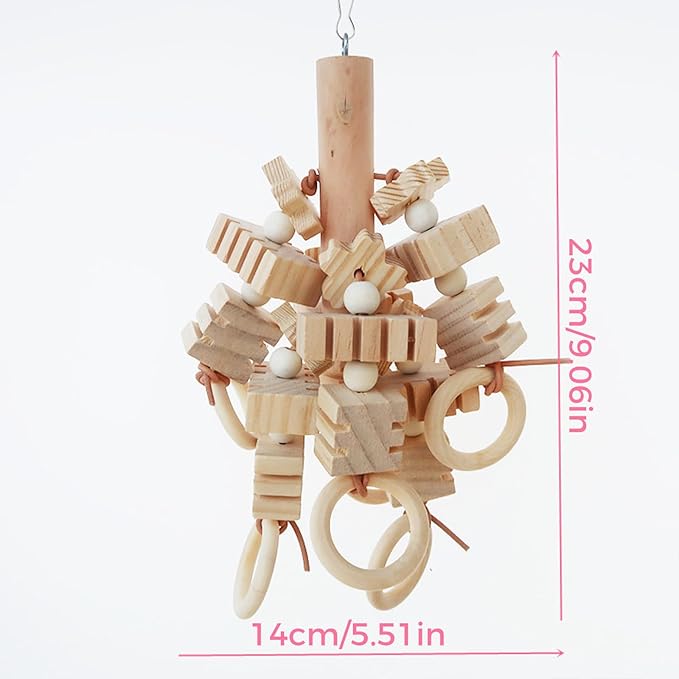 Parrot Chewing Wooden Blocks Bird Chew Activity for Medium and Large Parrots - Natural Wooden Bird Toys for Parakeet, Conures, Cockatiels, African Greys, Cockatoos, Amazon Parrots, Quakers