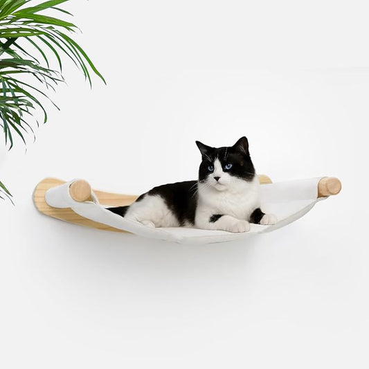 Heavy Duty Wooden Wall Mounted Cat Hammock - 21 * 18 in for Extra Large Indoor Cats 30 Lbs