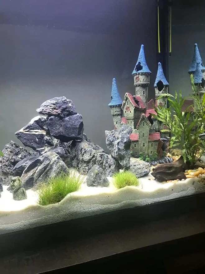 Medieval Castle Fortress with Three Turrets 12.5 Inches (31cm) Tall, Aquarium Fish Tank Decoration Ornament XL Castle Aquascape Fish Tank Decor Ornament, Polyresin