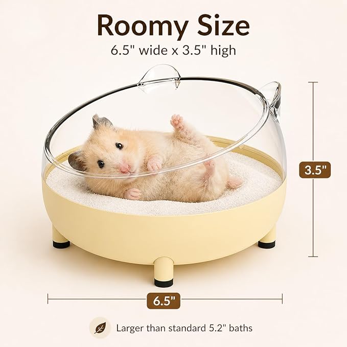 Meow&Woof Hamster Sand Bath Container, Large Sandbox Toilet Gerbil Batheoom, Tiny Chinchilla Dust Bathtub Sand Bath Box for Hamster Cage Accessories 6.5 Inch-Light Green