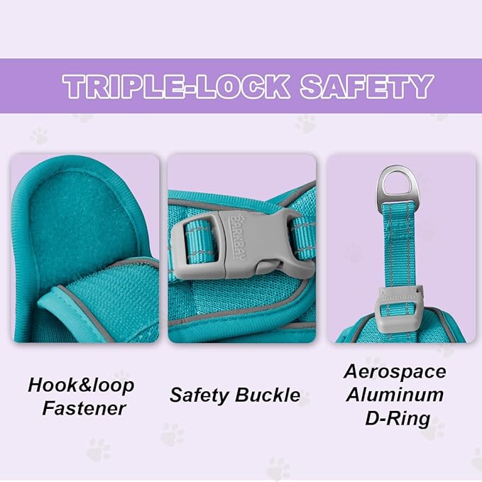 Cat Harness and Leash Set,Escape Proof Kitten Harness,Step in Adjustable Soft Lightweight,Easy Control,Reflective Strips Comfortable for Walking Travel(Ocean Blue,M)
