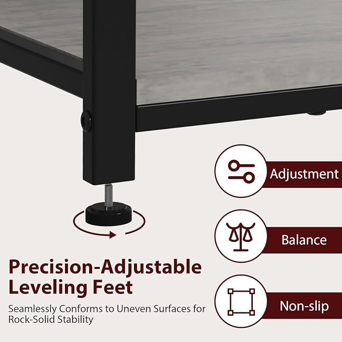 20-29-37 Gallon Fish Tank Stand with Power Outlets and 2 Drawers, Grey | Heavy duty metal frame holds up to 400 pounds with a lower shelf for a second aquarium, turtle tank or reptile terrarium