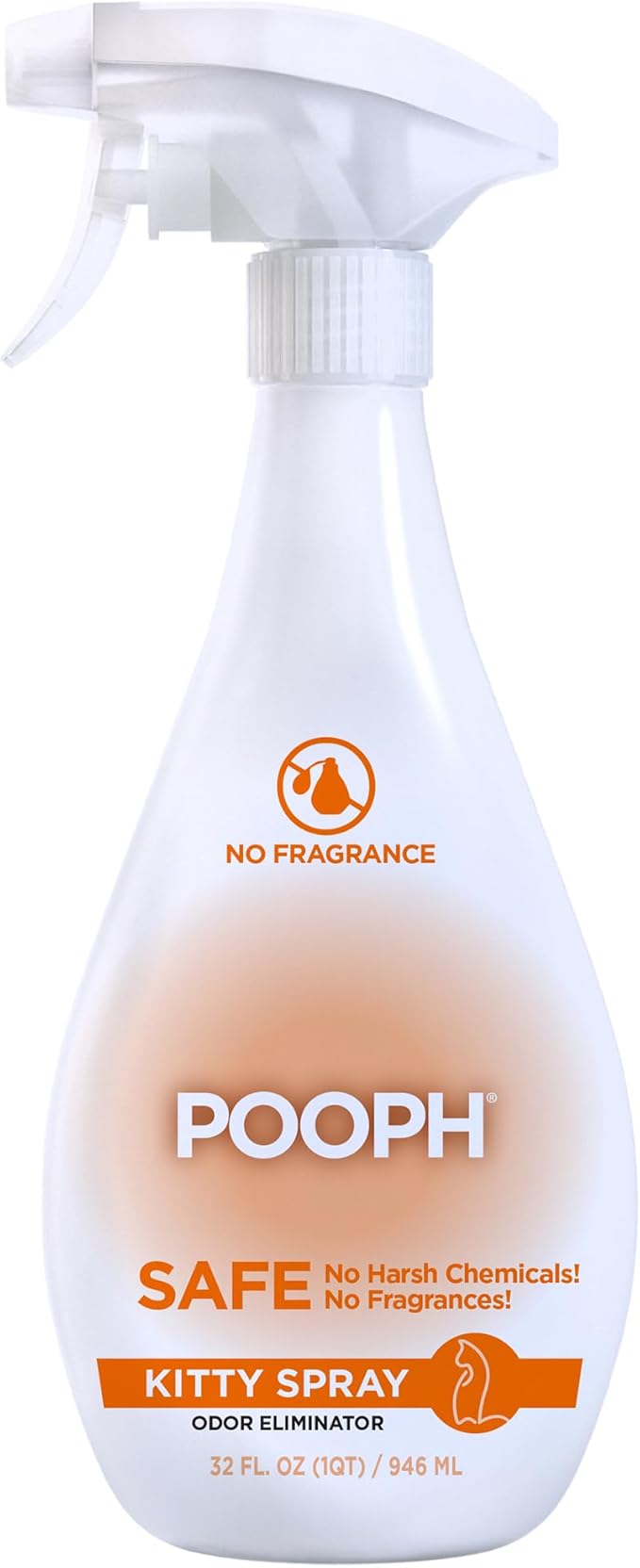 POOPH Kitty Odor Eliminator Spray 32oz Fragrance Free Cat Odor Remover for Urine Poop Pee Litter Box Deodorizer for Furniture Bedding and Carpet